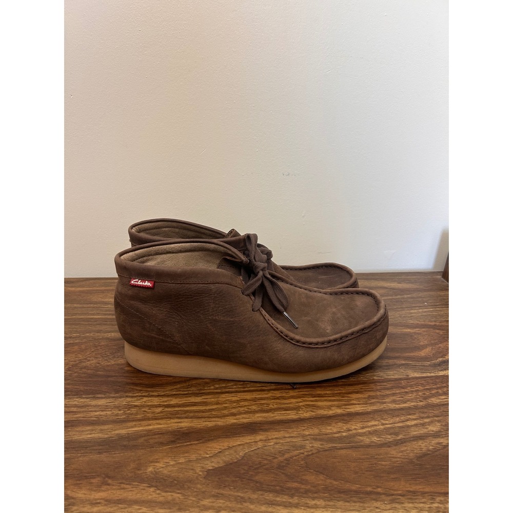 Clarks Wallabee Boot Mens 9.5 Dark Brown Leather Moccasin Crepe Sole 26063363